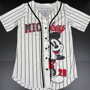 Disney Mickey Mouse Baseball Jersey Shirt Pinstripe Button Up Size Small S (4–6)